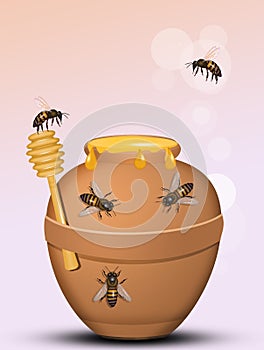 Bees on the honey jar