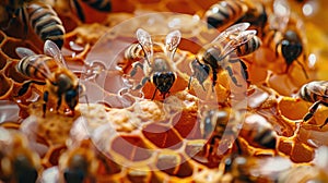 Bees on a Honeycomb. AI generated