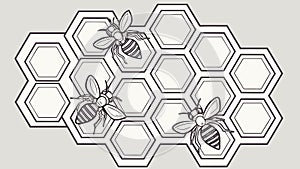 Bees & Honeycomb Hexagonal Pattern Vector, vector design Generative AI