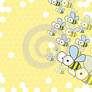 Bees And Honeycomb. Spring Background.