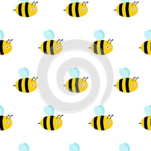 Bees seamless pattern. Vector illustration. Image of flying bees.
