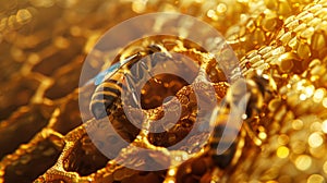 The Bees on Honeycomb. AI generated