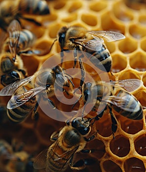 Bees are working on honeycomb