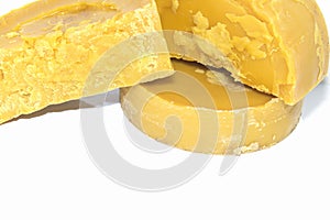 Beeswax on a white background.