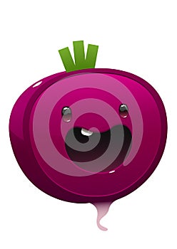 Beet cartoon character bright juicy on a white background