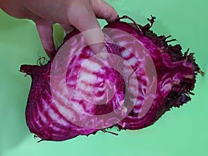 Beet cut pink with white stripes