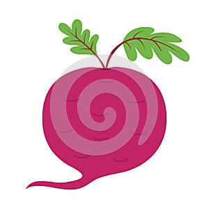 Beet with leaves icon. Red beetroot. Vegetable collection. Fresh farm healthy food. Education card for kids. Flat design. White ba