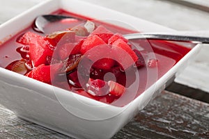 Beet Soup Borscht macro shot