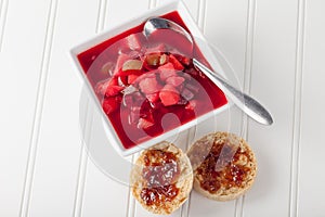 Beet Soup Borscht with whole wheat rolls