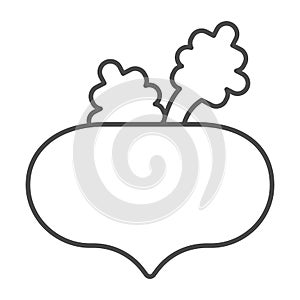 Beet thin line icon, farm garden concept, Beet root sign on white background, Beetroot vegetable icon in outline style