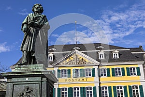 Beethoven and Old Post Office Building in Bonn, Germany