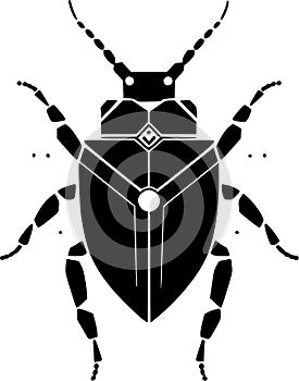Beetle - black and white isolated icon - vector illustration