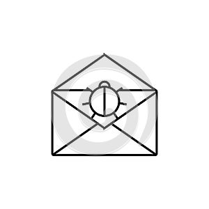 beetle in an envelope icon. Element of cyber security icon for mobile concept and web apps. Thin line beetle in an envelope icon