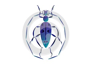 Beetle Insect With Giant Antennae Vector Art. Gnoma Zonalis Weird Insects