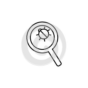 beetle under a magnifying glass icon. Element of cyber security icon for mobile concept and web apps. Thin line beetle under a
