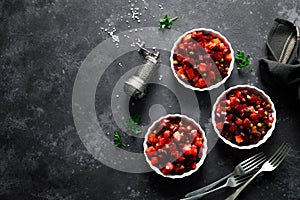 Beetroot or beet salad with boiled vegetables