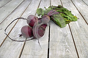 Beetroot bunch on white wood