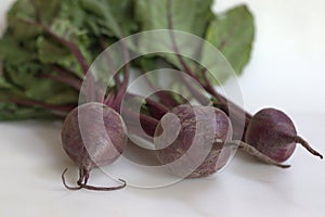 Beetroot or Chukandar with its leaves photo