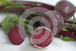 Beetroot or Chukandar with its leaves photo