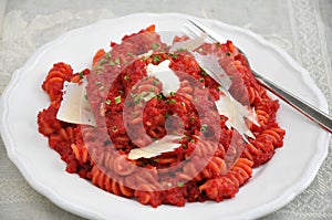 Beetroot Curry Pasta