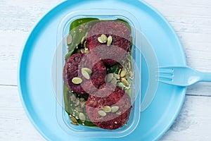 Beetroot cutlets with pumpkin seeds