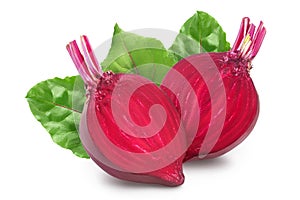 Beetroot half isolated on white background with clipping path and full depth of field