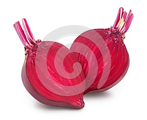 Beetroot half isolated on white background with clipping path and full depth of field