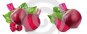 beetroot with half isolated on white background with  full depth of field