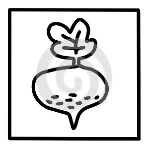 Beetroot hand drawn vector icon doodle logo in cartoon style