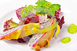 Beetroot horseradish tureen with avocado cream