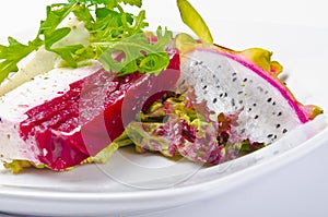 Beetroot horseradish tureen with avocado cream