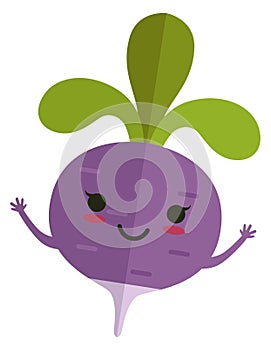 Beetroot with kawaii face. Funny vegetable cartoon mascot