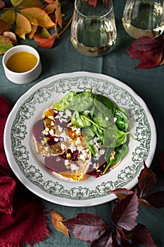 Beetroot and Orange salad with spinach and feta cheese