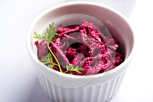 Beetroot raita or salad or koshimbir photo