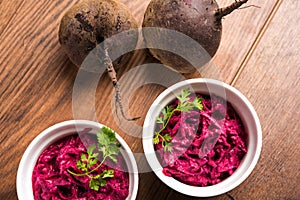 Beetroot raita or salad or koshimbir photo
