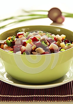 Beetroot salad with herring vertical