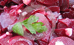 Beetroot salad with onion and parsley