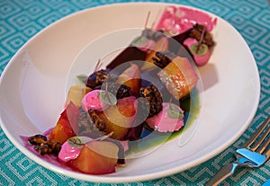 Beetroot salad with red-yellow beetroot