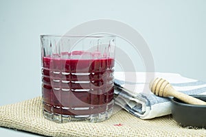 Beetroot smoothie in glass