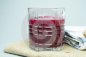 Beetroot smoothie in glass