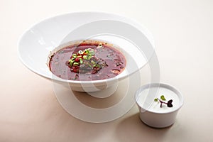 Beetroot soup with meat