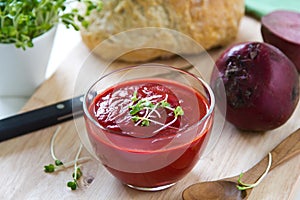 Beetroot with tomato and carrot soup
