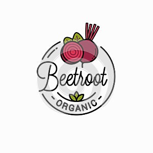 Beetroot vegetable logo. Round linear of slice