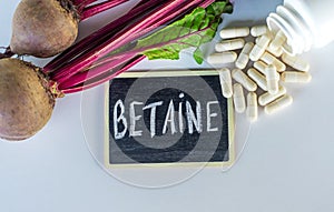 Beets contain betaine on the table. Selective focus.