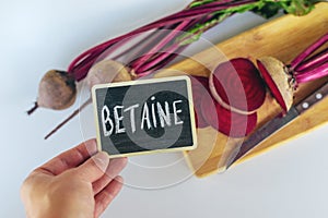 Beets contain betaine on the table. Selective focus.