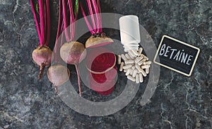 Beets contain betaine on the table. Selective focus.