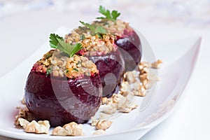 Beets stuffed with rice