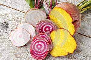 Beets, three different varieties.