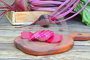 Beets on a wooden background