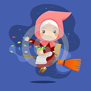befana concept flat vector design illustration
